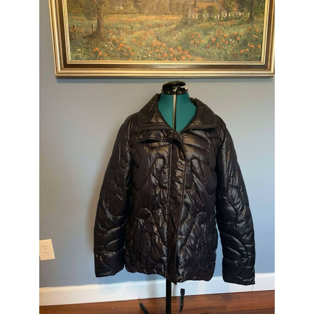 Universal Standard Black Down Puffer Quilted Jack… - image 1